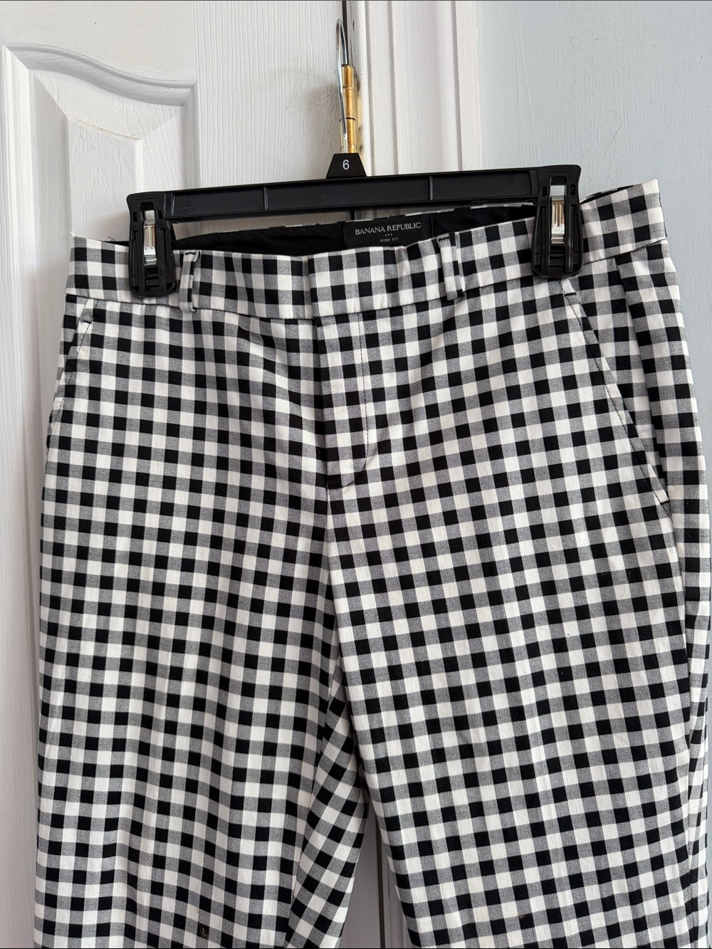 Banana Republic Navy Gingham Ryan Fit Pants size 4P - Picture 4 of 10